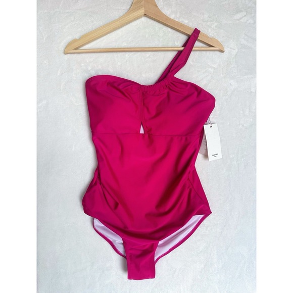 Grace Karin Hot Pink One Shoulder Cutout One-Piece‎ Swimsuit Women's Size S NWT - Picture 1 of 5